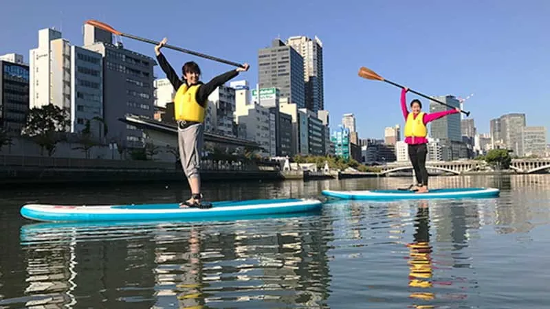 오사카 도심에 흐르는 강에서 리버 SUP 체험