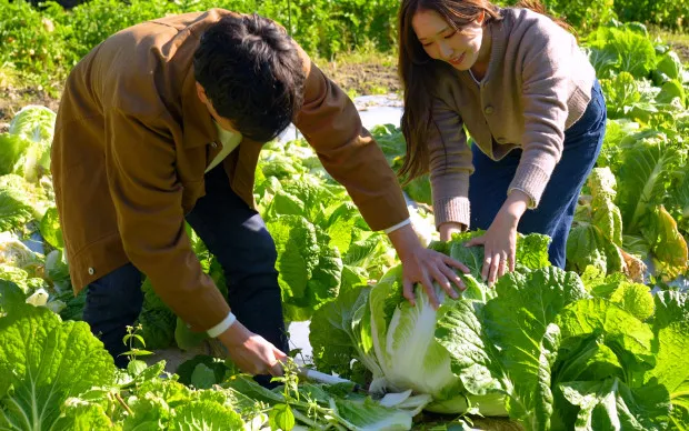 於枚方的山林間！採收時令蔬菜與品嚐當地的蔬菜健康午餐、使用喜歡的香草製作香皂與選擇花材製作原創的花藝瓶