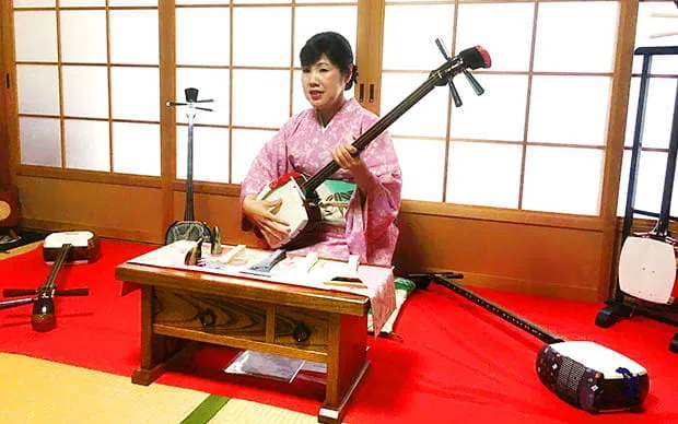 Traditional Japanese Instrument, Shamisen, Lesson and Performance with a Former Geisha.