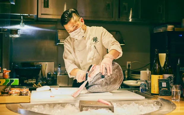 Special course combining local Osaka vegetables with rare and exquisite tuna