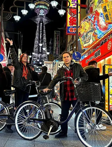 Osaka: LED E-Bike Night Ride to Dotonbori, Namba & Shinsekai